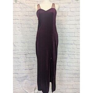 Vintage‎ Troika Strappy Velvet Velour Dress With Slit & Bow Accent NO SIZE TAG